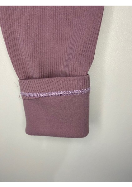 Pembe Fitilli Şardonlu Yüksek Bel Tayt