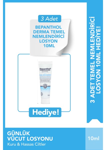 Derma Günlük Yüz Temizleme Jeli 200 ml & 3 Adet Temel Nemlendirici Losyon 10ML