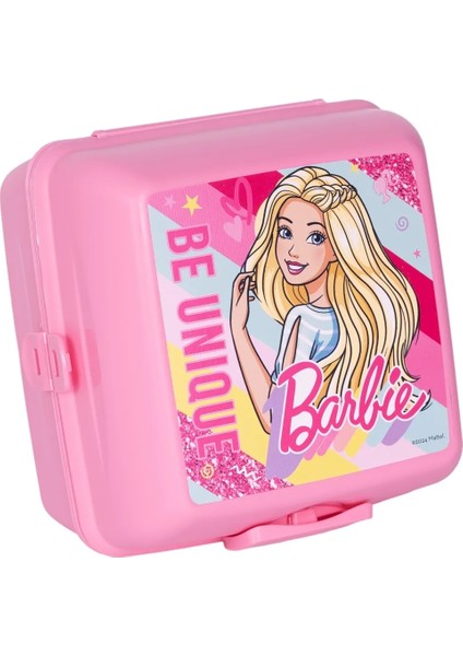 Barbie 4 Bölmeli Çocuk Beslenme Kutusu - Yemek Saklama Kabı Kaşık ve Çatallı