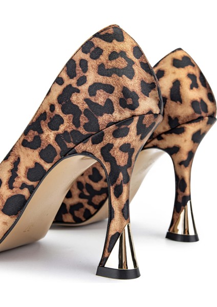 Tamer Tanca Kadın Vegan Leopar Stiletto Ayakkabı 909 9000 Bn Ayk Sk23/24 Leopar