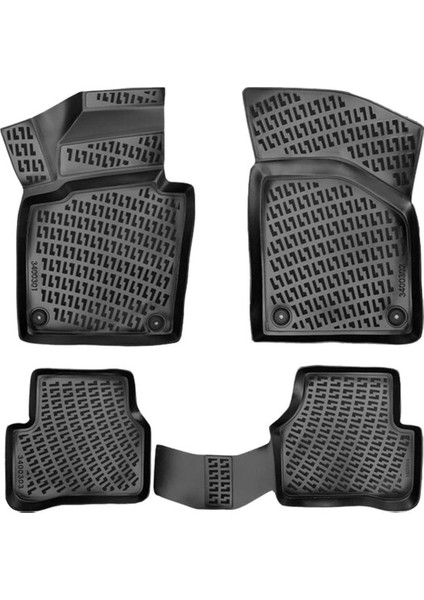 Vw Tiguan 3D Havuzlu Paspas 2007 - 2014 Arası Kasaya Uyumlu Siyah 4 Parça Set - Rizline