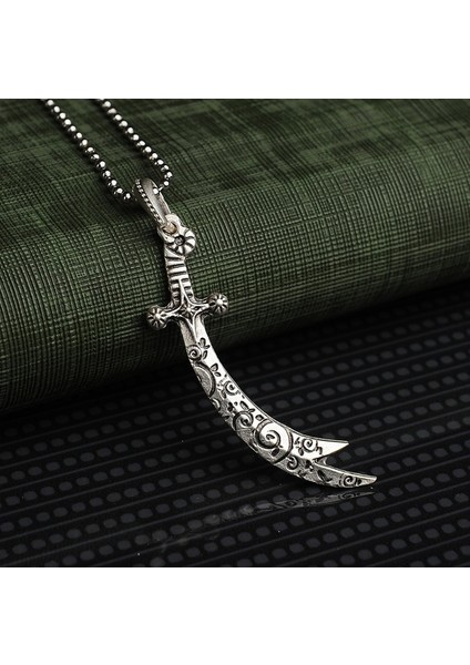 Zülfikar Desenli Kılıç Erkek Kolye Takı Aksesuar K24 T5