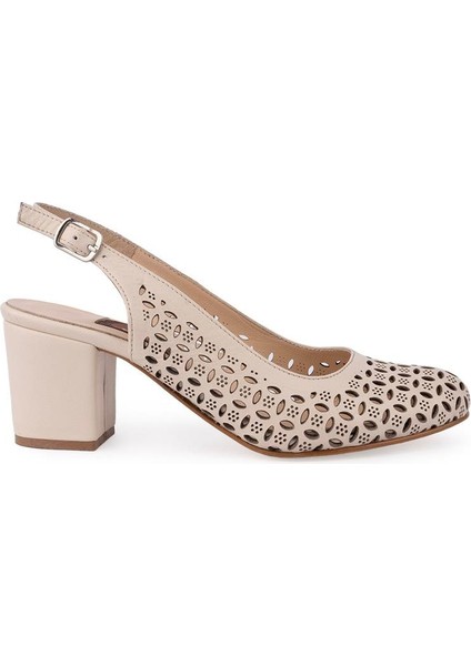 Modern Lazerli Tarz Rahat Topuklu Arka Açık Ayakkabı 408 Bej fırsatları