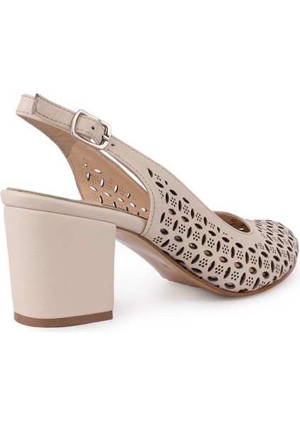 Modern Lazerli Tarz Rahat Topuklu Arka Açık Ayakkabı 408 Bej indirimleri