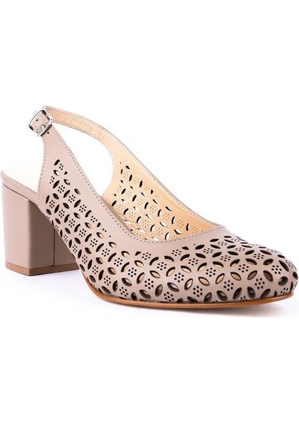 Modern Lazerli Tarz Rahat Topuklu Arka Açık Ayakkabı 408 Vizon fiyatları