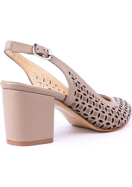 Modern Lazerli Tarz Rahat Topuklu Arka Açık Ayakkabı 408 Vizon fırsatları