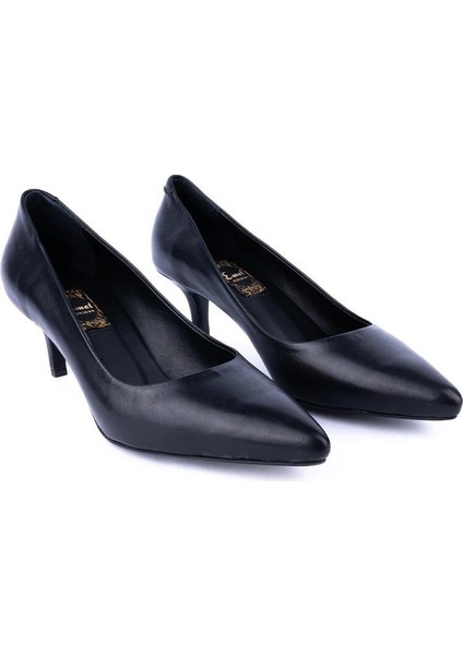 Modern Sade Tarz Rahat Ince Topuklu Stiletto Ayakkabı 5990 Siyah