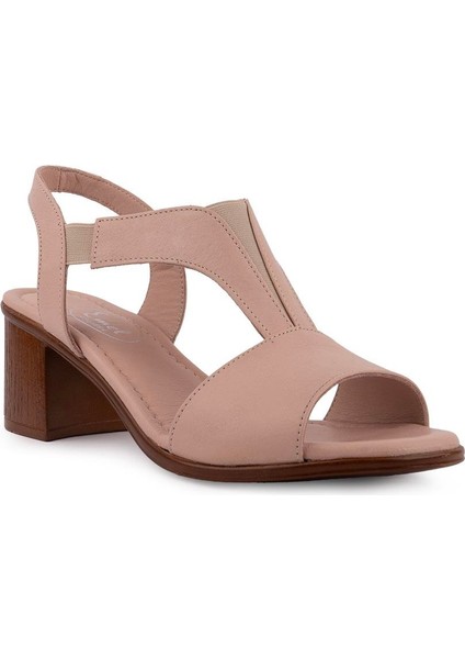 Hakiki Deri sandalet Modern Lastikli 100607 Pudra modelleri