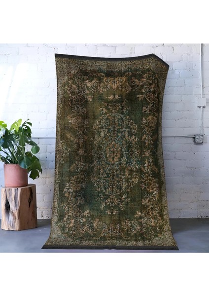 Mira Koyu Yeşil Temalı Geleneksel Motif Etnik Desenli Vintage Dekoratif Halı Mira 1593 fırsatları