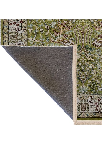 Yeşil Bej Temalı Geleneksel Motif Etnik Çiçek Desenli Kreatif Vintage Dekoratif Halı 2782 indirimleri