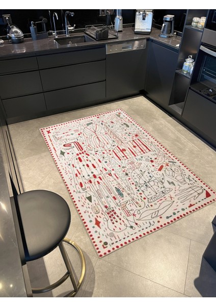 Çok Renkli Soyut Figür Desenli Modern Dekoratif Halı 3313 fiyatları