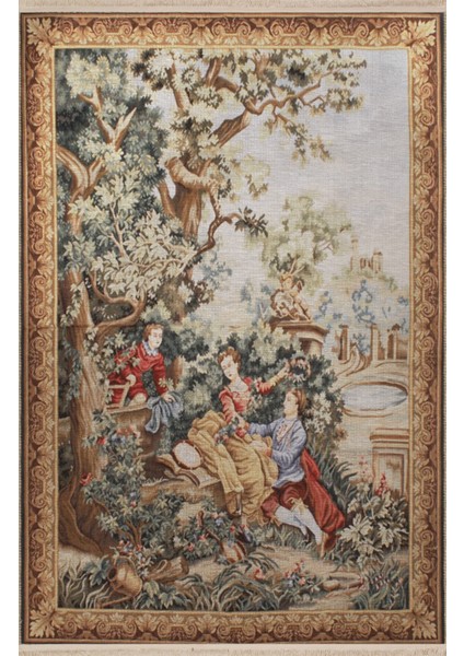 Çok Renkli Goblen Tasarım Ağaç Ve Insan Desenli Kreatif Vintage Dekoratif Halı 2888