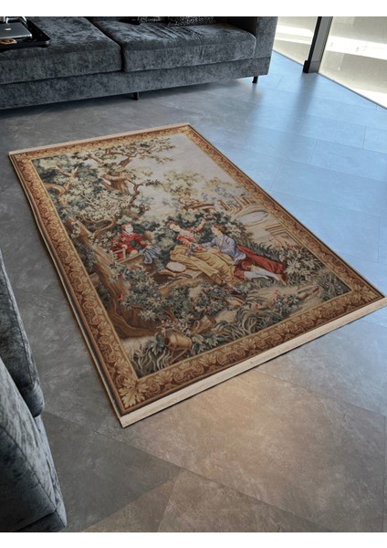 Çok Renkli Goblen Tasarım Ağaç Ve Insan Desenli Kreatif Vintage Dekoratif Halı 2888 modelleri