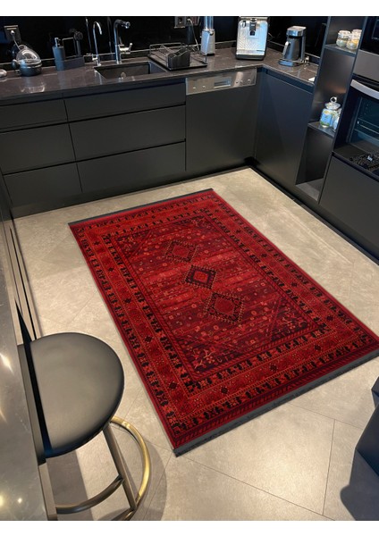 Rugs Modern Kırmızı Temalı Geleneksel Motif Etnik Desenli Vintage Dekoratif Halı 1925