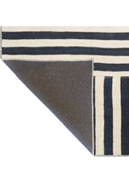 Siyah Bej Temalı Şerit Geometrik Desenli Modern Dekoratif Halı 3300 fırsatları
