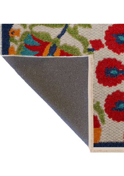 Açık Ton Çok Renkli Çiçek Ve Gül Motif Desenli Kreatif Vintage Dekoratif Halı 2673 fırsatları