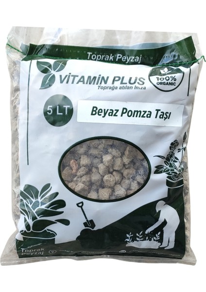 Beyaz Pomza Taşı 8-16MM 5 Litre Volkanik Lav Taşı