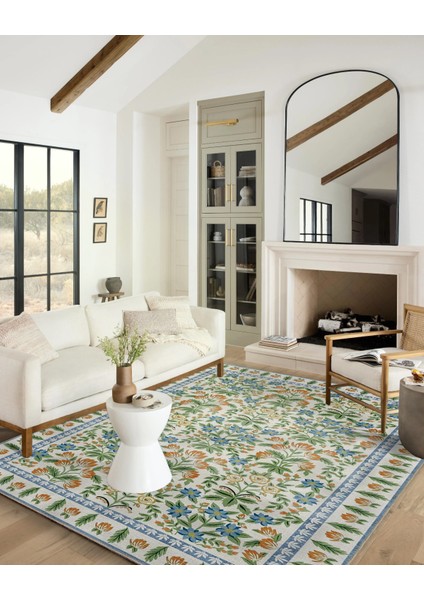 Krem Çiçek Temalı Pastel Renkli Dokuma Taban Halı Mira 1337 fiyatları