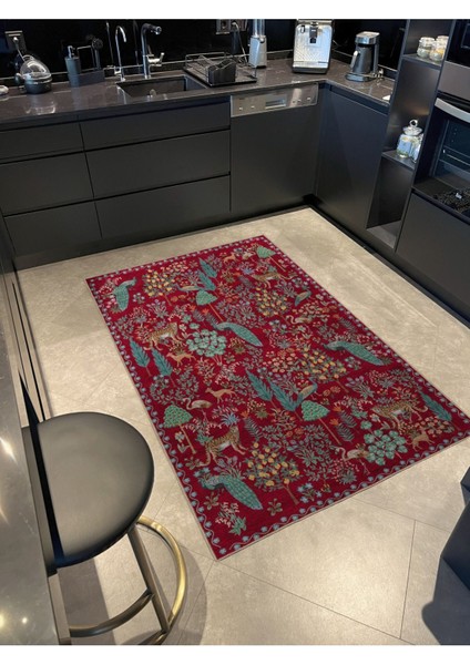 Floral Mira Kırmızı Çam Ağacı Botanik Tema Dokuma Taban Halı Mira 1316 fiyatları