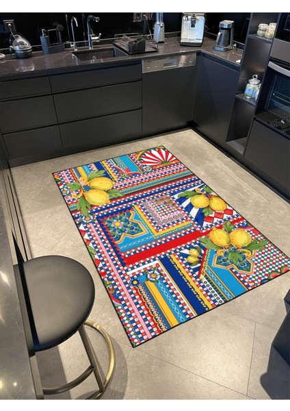 Limon Desenli Karışık Renkli Çiçekli Floral Geometrik Modern Dekoratif Halı Mıravıp222 fiyatları