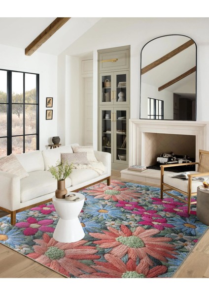 Limon Desenli Karışık Renkli Çiçekli Floral Geometrik Modern Dekoratif Halı Mıravıp222 fırsatları