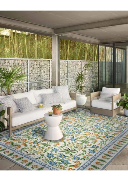 Krem Çiçek Temalı Pastel Renkli Dokuma Taban Halı Mira 1337 modelleri