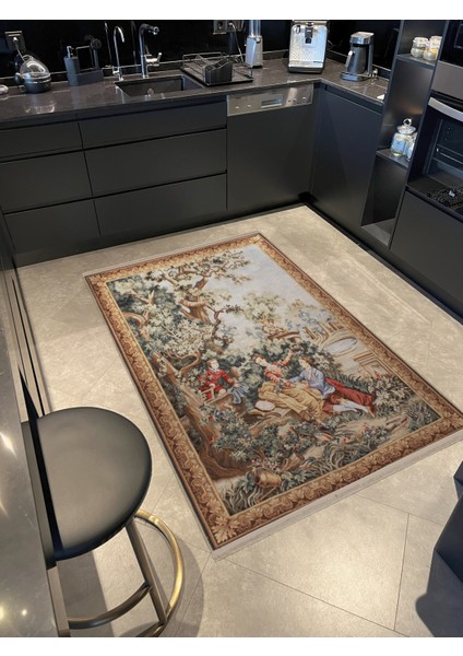 Çok Renkli Goblen Tasarım Ağaç Ve Insan Desenli Kreatif Vintage Dekoratif Halı 2888 fiyatları