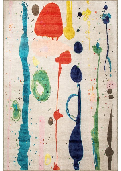 Çok Renkli Soyut Boya Sıçratma Desenli Kreatif Modern Dekoratif Halı 3363