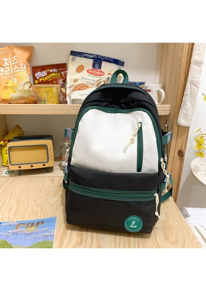 Erkekler ve Kadınlar Için Kontrast Renkli Sırt Çantası, Büyük Kapasiteli, Yüksek Görünüm, Orman Tarzı, Çok Yönlü ve Basit (Yurt Dışından)