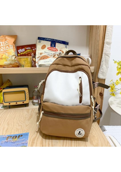 Erkekler ve Kadınlar Için Kontrast Renkli Sırt Çantası, Büyük Kapasiteli, Yüksek Görünüm, Orman Tarzı, Çok Yönlü ve Basit (Yurt Dışından)