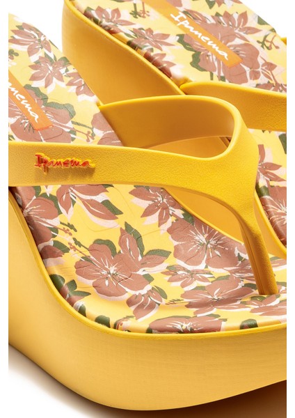 Aloha Topuklu Kadın Parmak Arası Terlik Sarı 35/40