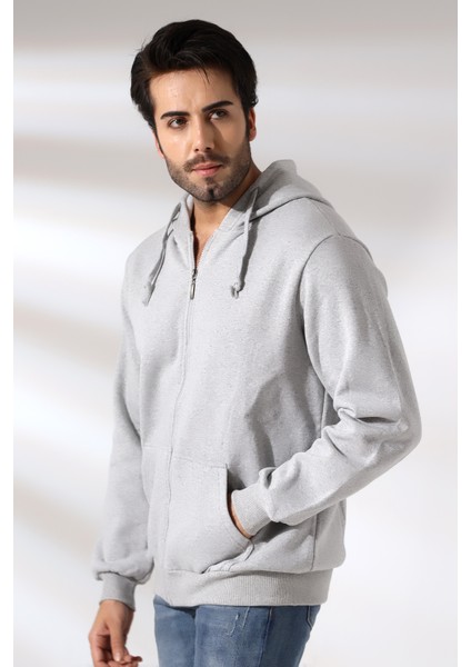 Şardonlu Kapüşonlu Fermuarlı Sweatshirt 19195 Grimelanj