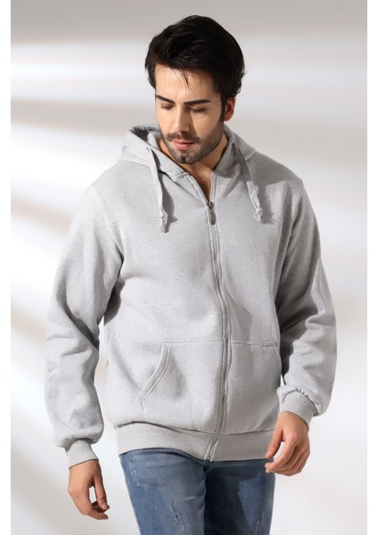 Şardonlu Kapüşonlu Fermuarlı Sweatshirt 19195 Grimelanj