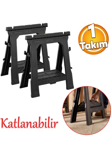 Katlanabilir Çalışma Tezgahı Kancalı 450 kg Dayanıklı Sehpa Katlanır Ayaklı Masa 1 Takım