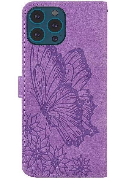 Kart Yuvası ile Elmas ile IPhone 16 Pro Büyük Kelebek Için Flip Case (Yurt Dışından)