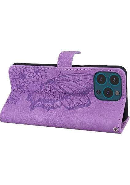 Kart Yuvası ile Elmas ile IPhone 16 Pro Büyük Kelebek Için Flip Case (Yurt Dışından)