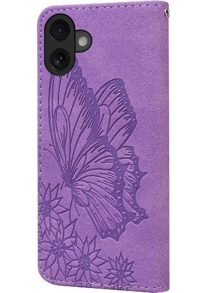 IPhone 16 Için Flip Case Kart Yuvası Standı ile Elmas ile Büyük Kelebek (Yurt Dışından) fırsatları