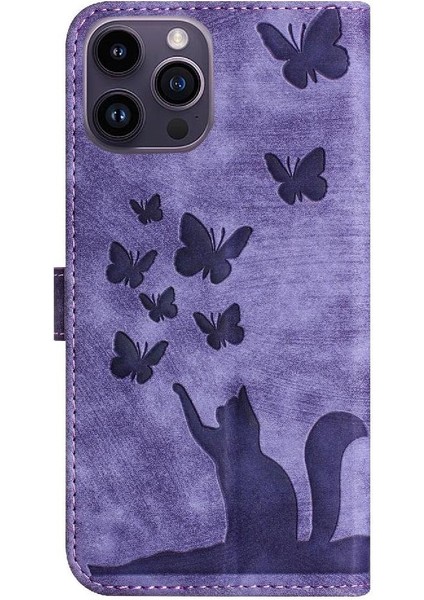 IPhone 16 Için Flip Case Pro Max Tutucu Kapak Çevirin Folio Kabartmalı Kedi (Yurt Dışından) indirimleri