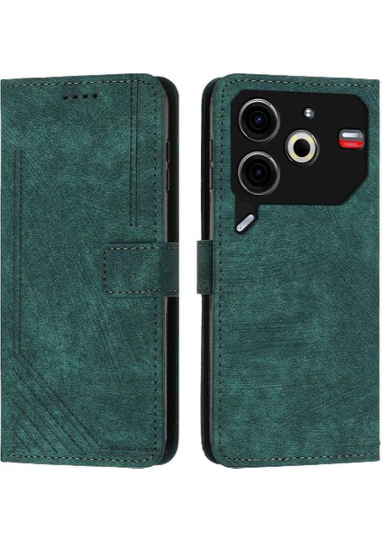Pova 6 Neo Pu Deri Cüzdan Kickstand Kart Ekleme Için Flip Case (Yurt Dışından)