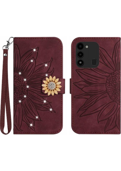 Tecno Spark 8c Telefon Kapağı Için Kılıf Flip Cüzdan Kredi Kartı Pu Deri (Yurt Dışından)