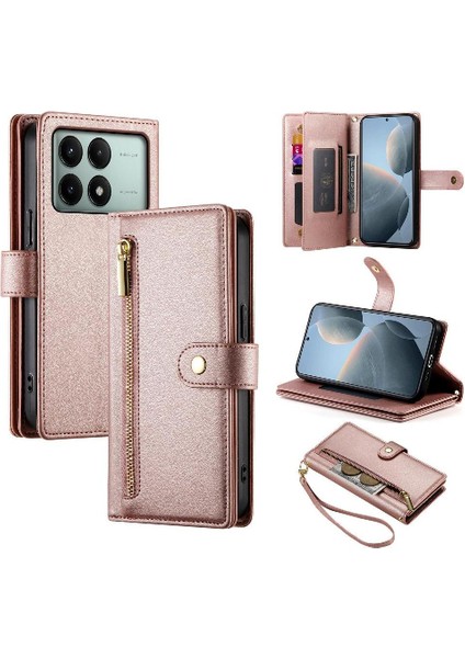 Xiaomi Poco X6 Pro Bilek Kayışı Çok Fonksiyonlu Kart Yuvaları Için Flip Case (Yurt Dışından) modelleri