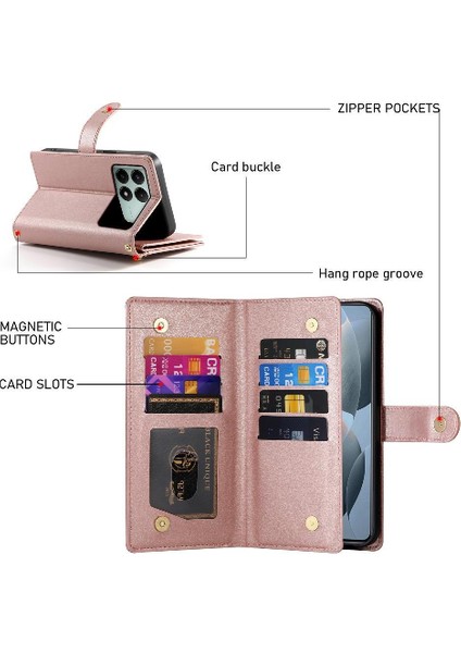 Xiaomi Poco X6 Pro Bilek Kayışı Çok Fonksiyonlu Kart Yuvaları Için Flip Case (Yurt Dışından) fırsatları