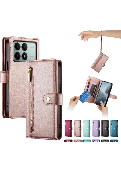 Xiaomi Poco X6 Pro Bilek Kayışı Çok Fonksiyonlu Kart Yuvaları Için Flip Case (Yurt Dışından) indirimleri