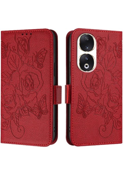 Kredi Kartı Yuvası ile Onur 90 5g Pu Deri Manyetik Cüzdan Için Kılıf (Yurt Dışından)