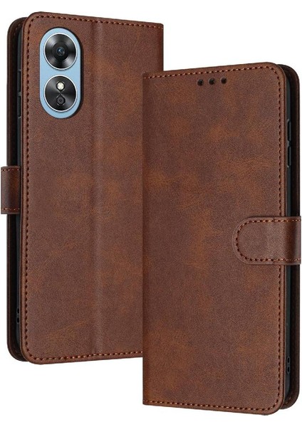 Kart Yuvası Kickstand Pu Saf Toka ile Oppo A17/A17K Için Flip Case (Yurt Dışından)