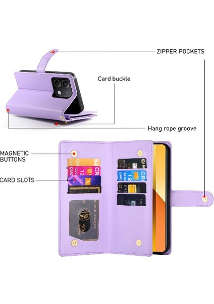 Xiaomi Redmi Not 13 Için Flip Case 5g Çok Fonksiyonlu Kart Yuvaları Kickstand (Yurt Dışından)