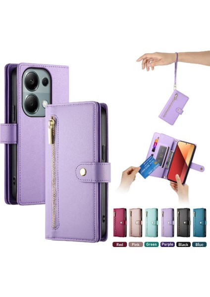 Xiaomi Poco M6 Pro Bilek Kayışı Kickstand Cüzdan Bölmesi Için Flip Case (Yurt Dışından) modelleri