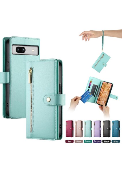 Google Pixel 8 Kickstand Bilek Kayışı Cüzdan Bölmesi Kartı Için Flip Case (Yurt Dışından)
