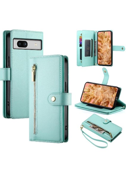 Google Pixel 8 Kickstand Bilek Kayışı Cüzdan Bölmesi Kartı Için Flip Case (Yurt Dışından)