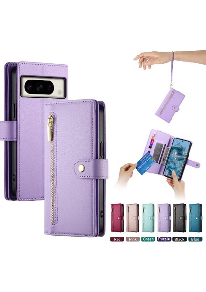 Google Piksel 8 Pro Bilek Kayışı Çok Fonksiyonlu Kart Yuvaları Için Flip Case (Yurt Dışından) modelleri